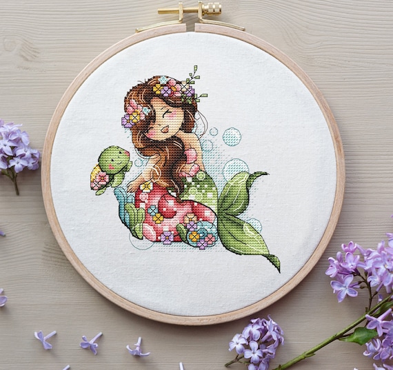 Mermaid Cross Stitch Pattern, Ocean Princess Digital Pattern PDF, Sea Girl  Modern Wall Decor Pattern, Hand Embroidery Needlepoint Chart 