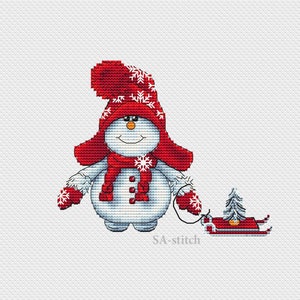 Christmas Cross stitch pattern PDF, Snowman Cross stitch pattern, Winter Cross stitch pattern, Holiday Cross stitch pattern image 2