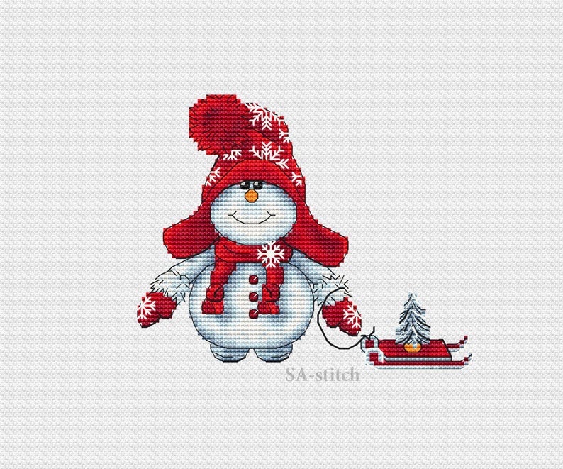 Christmas Cross stitch pattern PDF, Snowman Cross stitch pattern, Winter Cross stitch pattern, Holiday Cross stitch pattern image 2