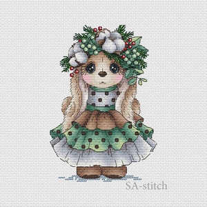 Cross stitch pattern Rabbit Wreath Cotton PDF instant download modern embroidery chart counted cross stitch Cute Cross Stitch