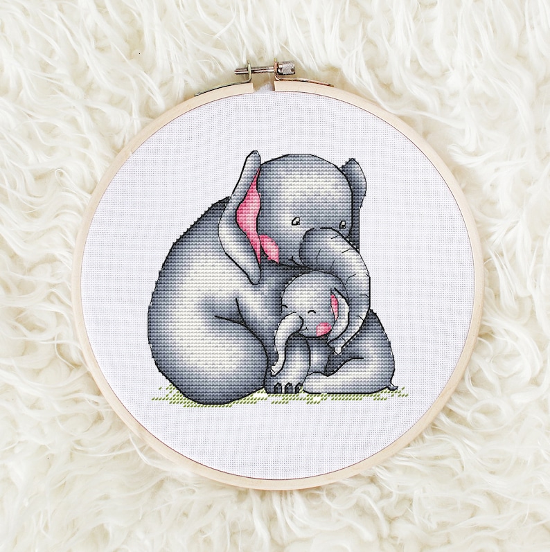 Family of Elephants Cross Stitch Pattern PDF Newborn Etsy