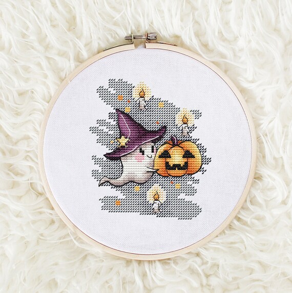 Ghost Cross Stitch Pattern PDF Instant Download Halloween Etsy