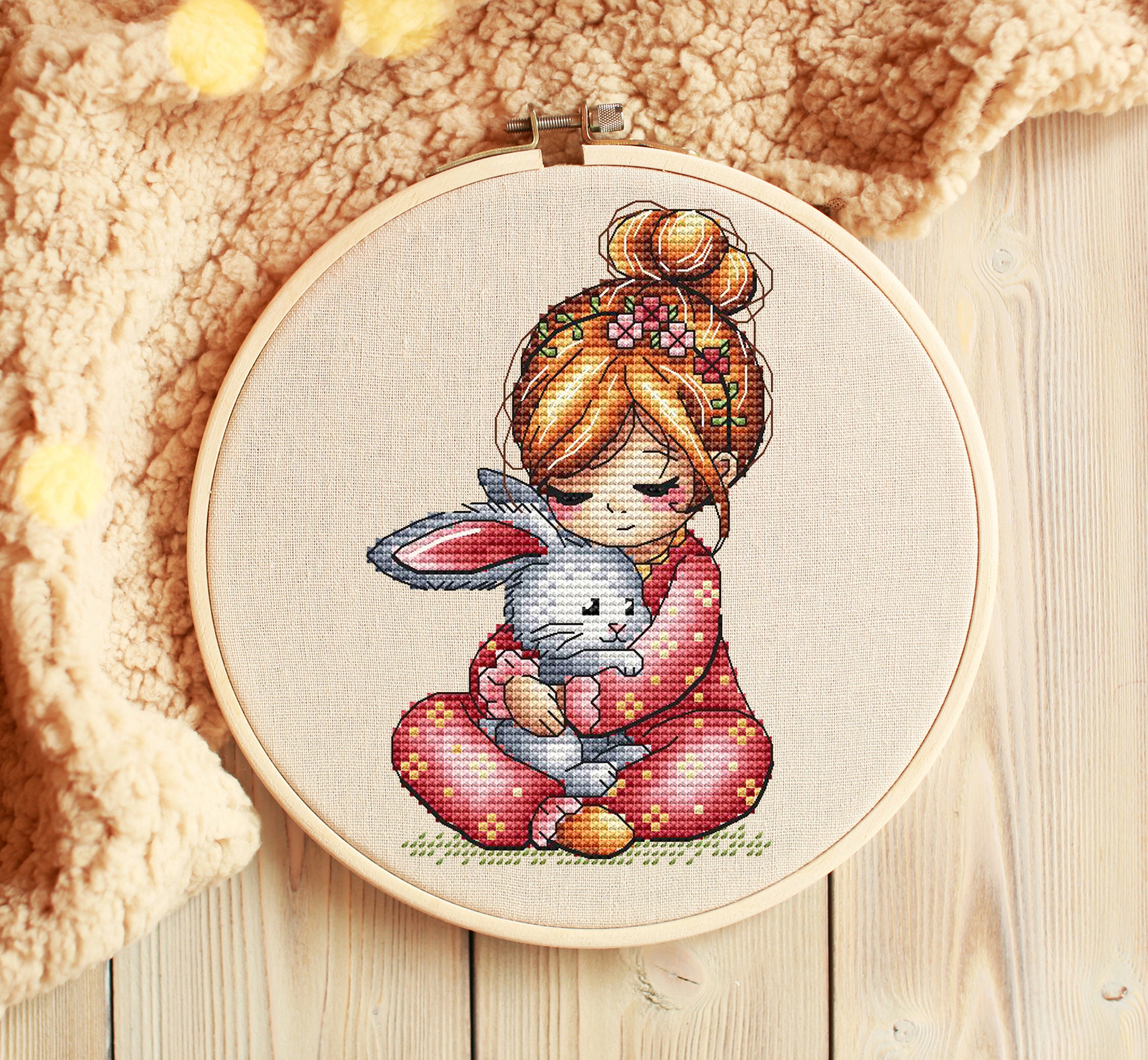 【CPGN STUDIO】Over thinking Rabbit Embroidery S/S T Amazon.com: Ebherys L1 Bunny Rabbit Embrodiery Kits, 1 Set a
