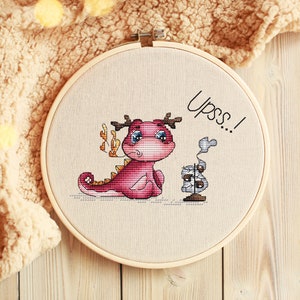 Dragon Cross Stitch Pattern PDF, Cute Baby Dragon Cross Stitch, Fantasy Cross Stitch, Cute Cross Stitch, Modern Cross Stitch Design