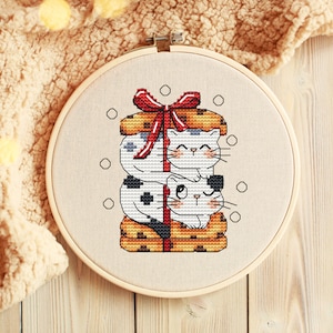 Cat Cross Stitch Pattern PDF, Cats and cookies Cross Stitch, Kitchen Decor, Kitty Cross Stitch, Instant Download
