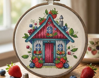 House Cross Cross Stitch Pattern PDF Instant Download Digital File Embroidery