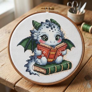 Dragon Cross Cross Stitch, Book Embroidery (PDF Pattern)