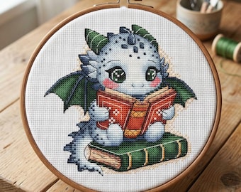 Dragon point de croix, livre de broderie (modèle PDF)