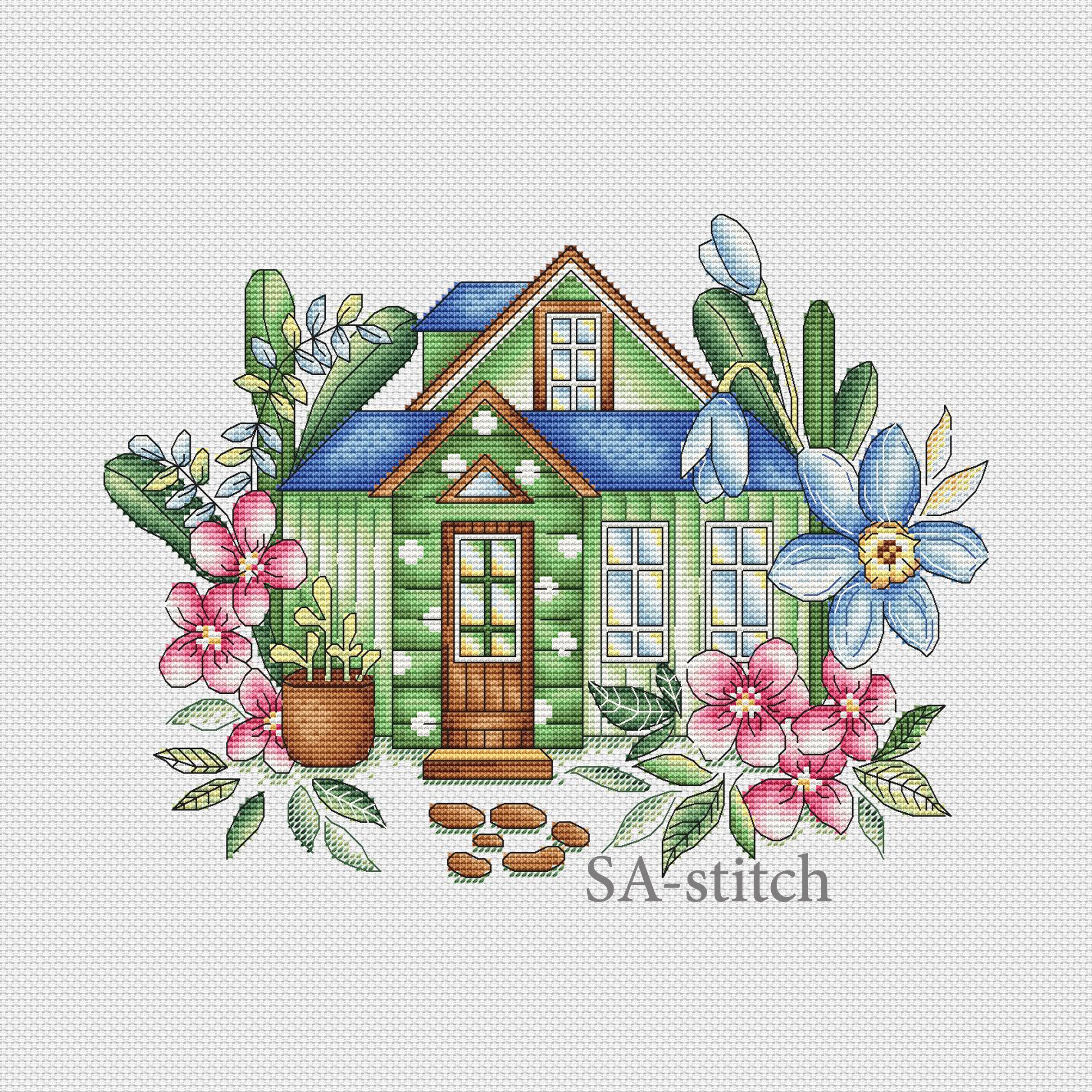 pdf instant download xstitch design pdf cross stitch pattern to download Autumn 4 Seasons pdf cross stitch design aida count xstitch pdf