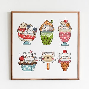 Cats Cross Stitch Pattern PDF, Sweet Cats Cross Stitch, Kitchen Decor, Kitty Cross Stitch, Instant Download