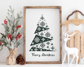 Christmas Tree Cross stitch pattern PDF, Christmas Ornaments Counted Cross Stitch Funny Home Gift, Cute Winter Decor Design Digital File