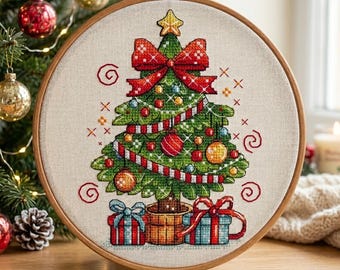 Christmas Tree Cross Stitch Pattern PDF Instant Download Digital File Embroidery