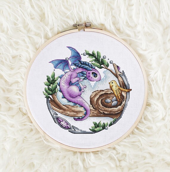 Embroidery art stitch Dragon cross stitch pattern Fantasy dragon portrait Magic decor ornament decor Hand embroidery pattern