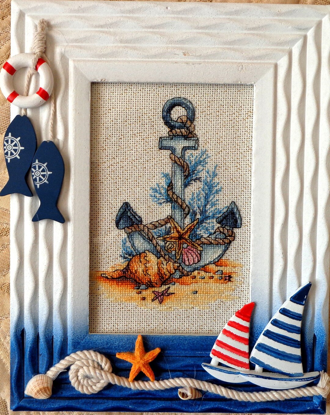Anchor Cross Stitch Pattern PDF, Coral Counted Cross Stitch, Sea Shell