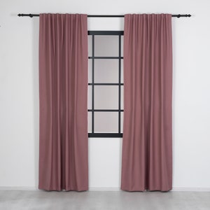 2 Panel Custom Linen Blackout Curtains, Modern Linen Look Thermal Privacy Drapes Fabric, Custom Hanging and Short Long Wide Size Options