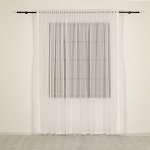 Luxury Linen Look Sheer Curtain: Off White Tulle Panel, Custom Size