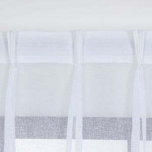 Pinch Pleat Linen Look White Color Sheer Curtains, Custom Size and Heading Options, Modern Tulle Curtain Sheer Panels