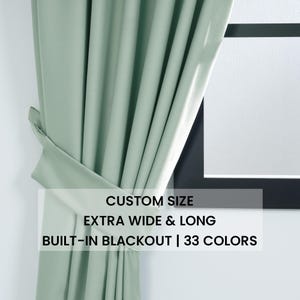 Water Green Blackout Curtain Panel: Modern Bedroom Drapery, Custom Size image 1