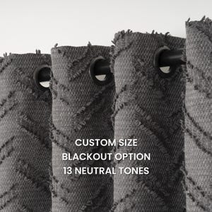 Linen Look Dark Gray Chevron Curtains: Custom Size Drapes