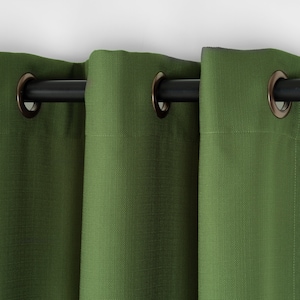 Custom Size Linen Blackout Curtains – Extra Wide & Long Natural Drapes – Dark Green