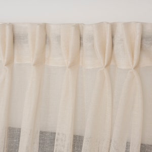 Pinch Pleated Linen Look Sheer Curtain: Custom Size Tulle Panel