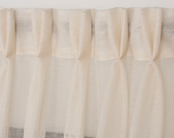 Pinch Pleated Linen Look Sheer Curtain: Custom Size Tulle Panel