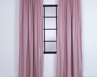 Blackout Curtain Set: Custom Size Solid Color Drapes, Smooth Fabric (2 Panel)