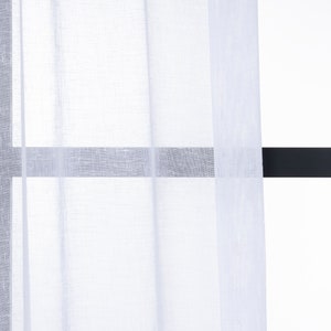 White Linen Look Sheer Curtains: Net Tulle Drapes, Custom Size Set