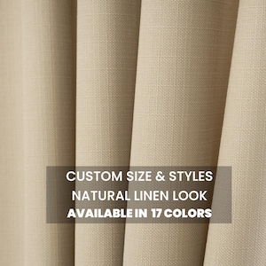 Custom Linen Look Curtains: Modern Solid Color Drapery, Blackout Option