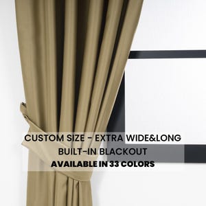 Custom Olive Blackout Curtain: Modern Panel Drape, Pinch Pleat Option