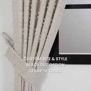 Off White Pom Pom Curtains – Custom Linen Look Drapes with Blackout Option