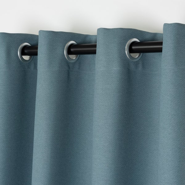 Custom Size Blackout Curtains with Grommets, Luxury Linen Look Mint Teal Color Drapes, Decorative Drapery Panels with Custom Made Sewing