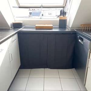 Custom Linen Sink Skirt – Made to Measure Vanity Cover with Velcro or Pleat Options
