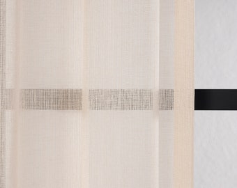Linen Look Sheer Curtain Panel: Modern Semi-Transparent Voile Tulle