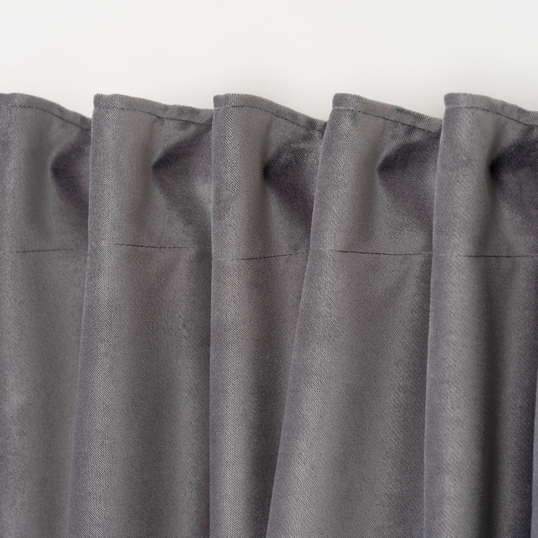 Custom Size Modern Gray Velvet Curtains for Living Room Etsy