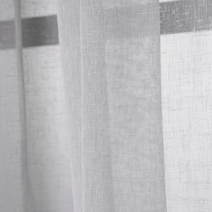 Gray Color Linen Look Modern Sheer Curtains, Custom Size Luxury Tulle Curtain Panels