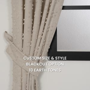 Cream Pom Pom Curtains – Custom Linen Look Drapes with Blackout Option