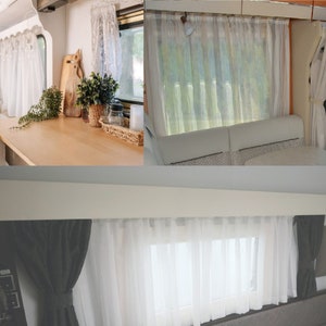 Custom Size RV Sheer Curtains, Camper Bus Van Skoolie Tulle Sheers Linen Look Curtain Panels