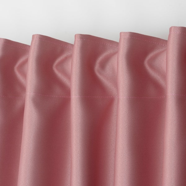 Smooth and Silky Blackout Curtain, Custom Size Pink Rose Color Modern Drapes, Custom Made Rod Pocket Grommets Back Tab Pinch Pleat Panels