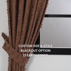 Terracotta Pom Pom Curtains – Custom Linen Look Drapes with Blackout Option