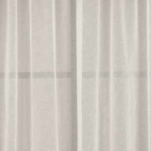 White Linen Look Sheer Curtains: Custom Size Tulle Drapes, 2 Panel Set