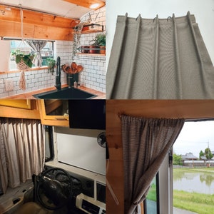 Custom Size RV Privacy Blackout Curtains, Linen Look Luxury Thermal Panel Drapes for Camper Bus Van Skoolie