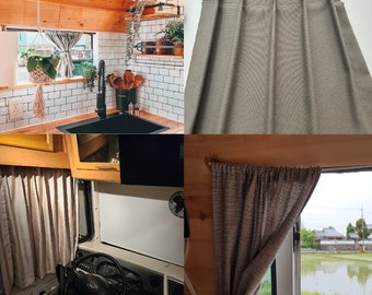 Custom Size RV Privacy Blackout Curtains, Linen Look Luxury Thermal Panel Drapes for Camper Bus Van Skoolie