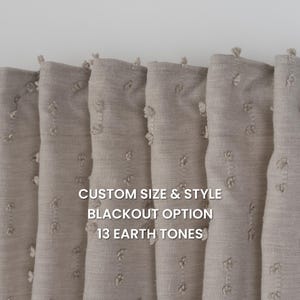 Beige Pom Pom Curtains – Custom Linen Look Drapes with Blackout Option