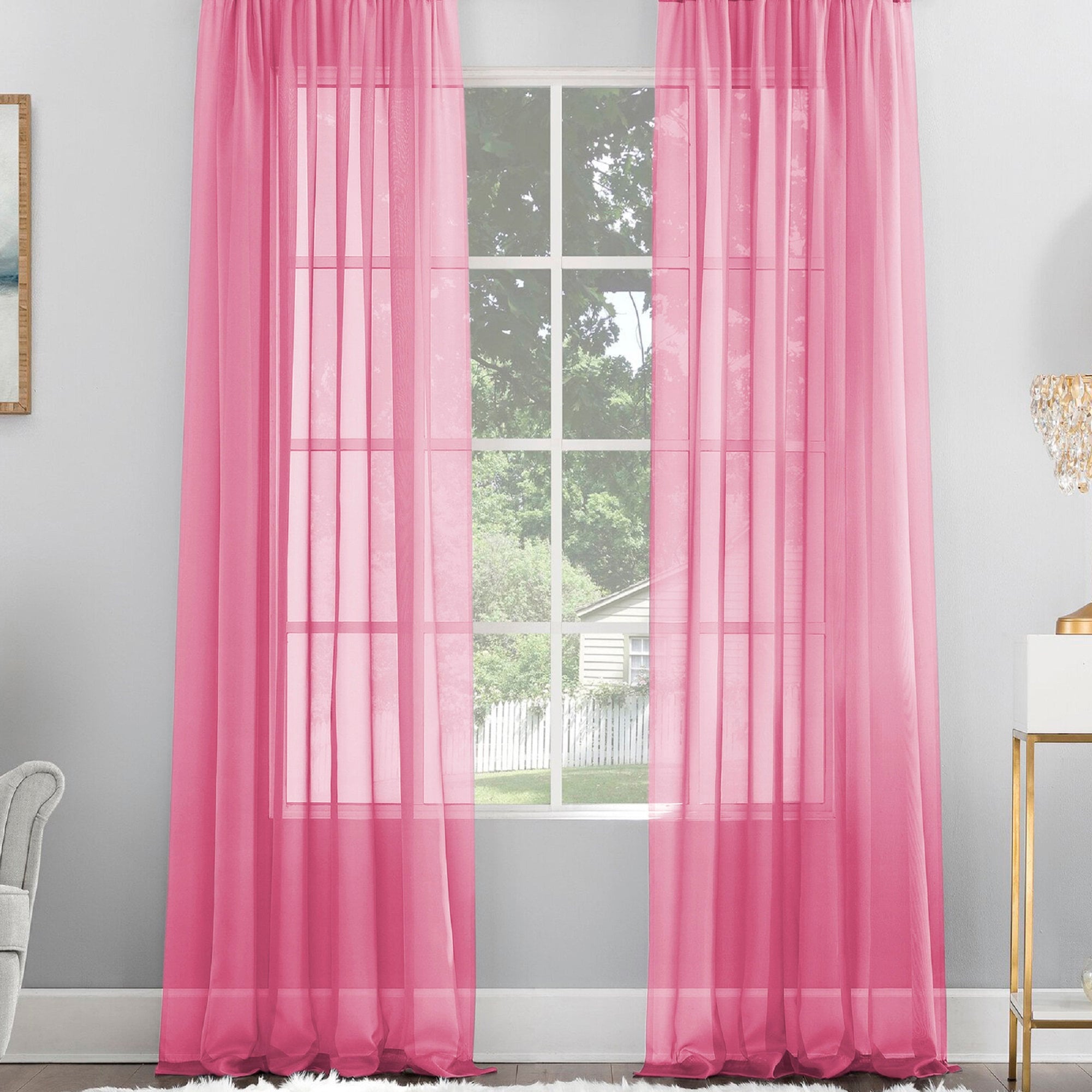 Custom Size Pink Plain Sheers Curtains Window Net Tulle - Etsy