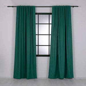 Custom Size Linen Blackout Curtains – Extra Wide & Long Natural Drapes – Turquoise