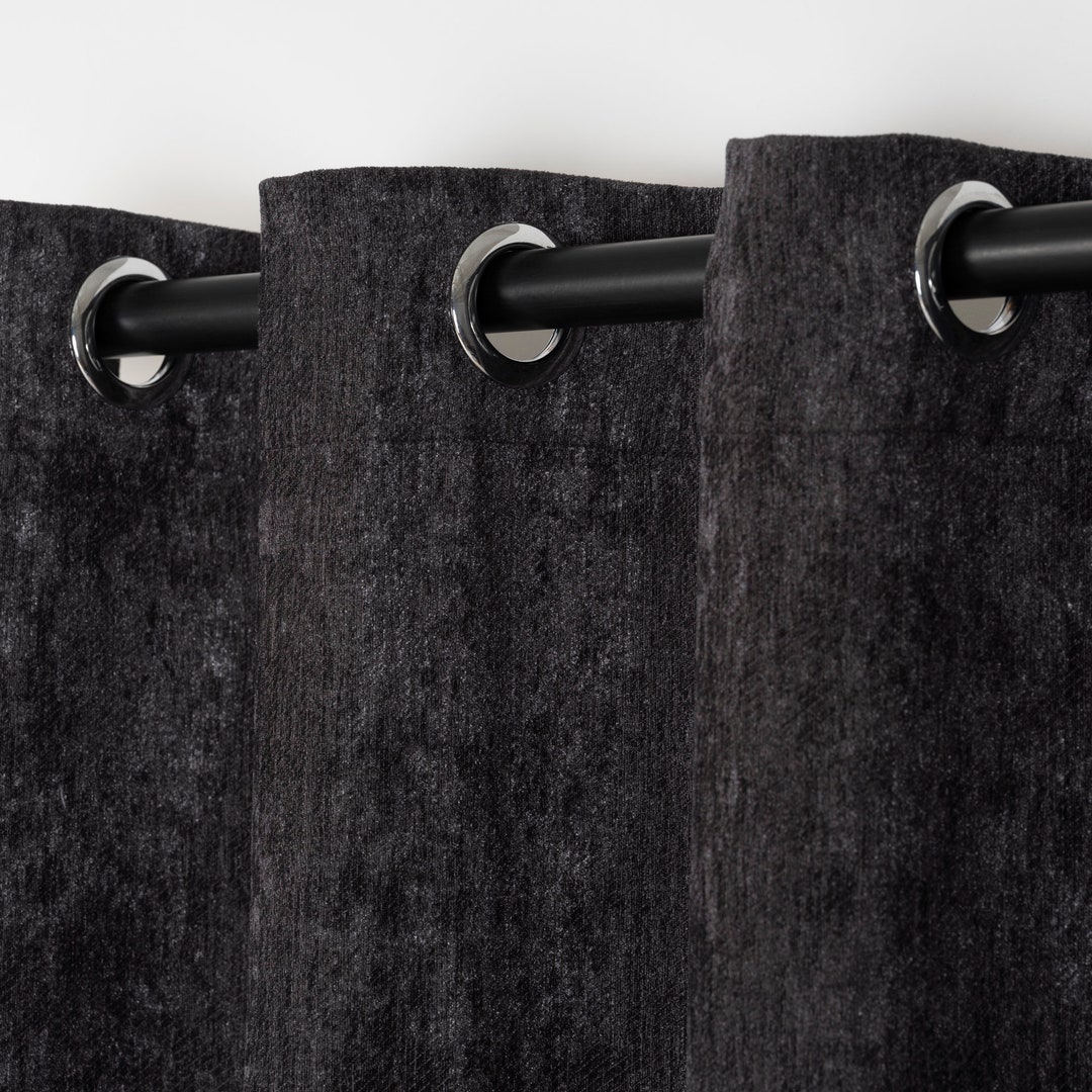 Black - Jacquard Weave Cotton Window Curtain (5 x 3 Feet) (single piece)