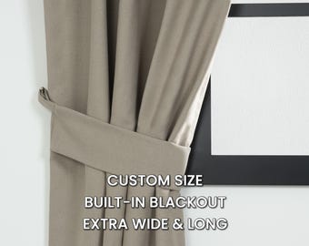 Custom Beige Blackout Curtain: Linen Look, Modern Style Drapes