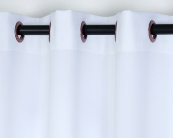 Custom Size Linen Curtains, Blackout Option – Extra Wide & Long Natural Drapes – White