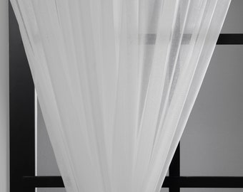 Off White Linen Look Sheer Curtain Panel: Custom Size Tulle Drapes